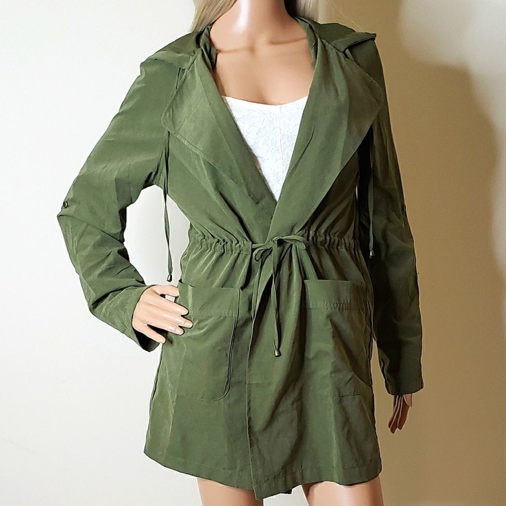Love Tree Open Front Hooded Drawstring Waist Jacket - Picture 5 of 11